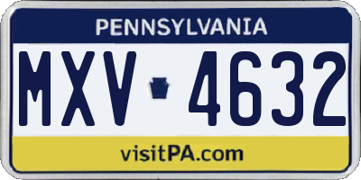 PA license plate MXV4632