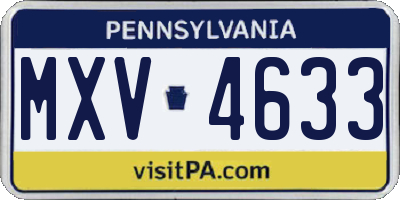 PA license plate MXV4633