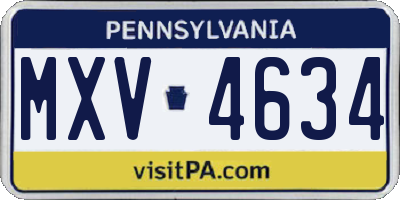 PA license plate MXV4634