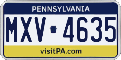 PA license plate MXV4635