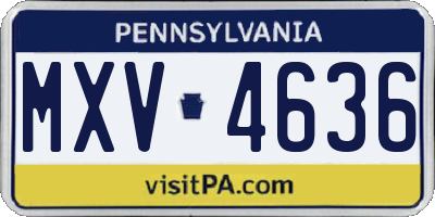 PA license plate MXV4636