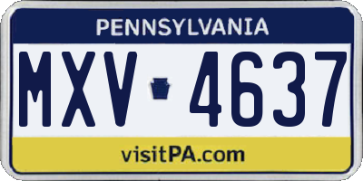 PA license plate MXV4637
