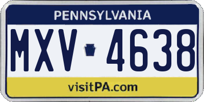 PA license plate MXV4638