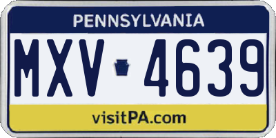 PA license plate MXV4639
