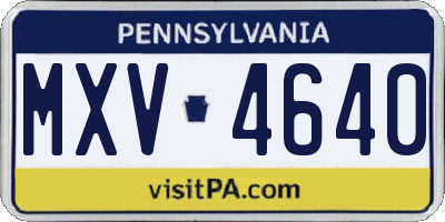 PA license plate MXV4640