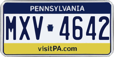 PA license plate MXV4642