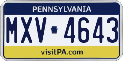 PA license plate MXV4643