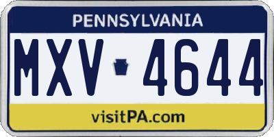 PA license plate MXV4644