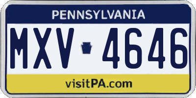 PA license plate MXV4646