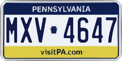 PA license plate MXV4647