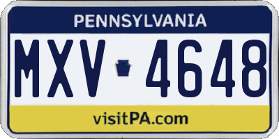 PA license plate MXV4648