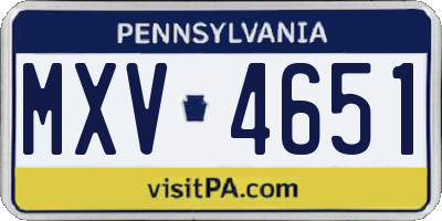 PA license plate MXV4651