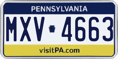 PA license plate MXV4663