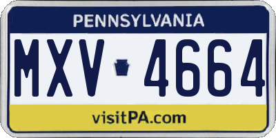 PA license plate MXV4664