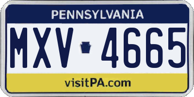 PA license plate MXV4665
