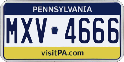 PA license plate MXV4666