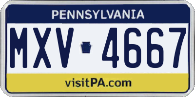 PA license plate MXV4667