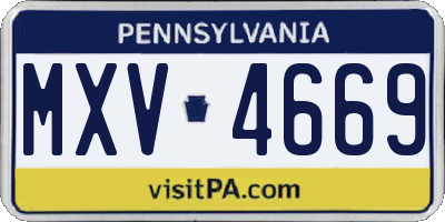 PA license plate MXV4669