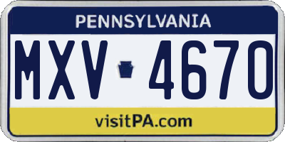 PA license plate MXV4670