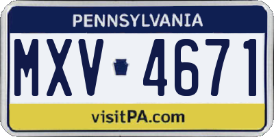 PA license plate MXV4671