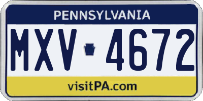 PA license plate MXV4672