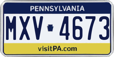 PA license plate MXV4673