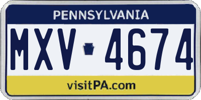 PA license plate MXV4674