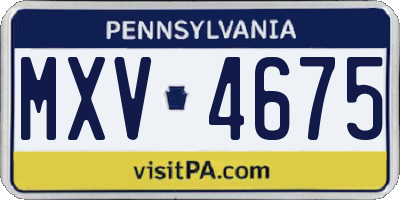 PA license plate MXV4675