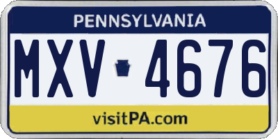PA license plate MXV4676