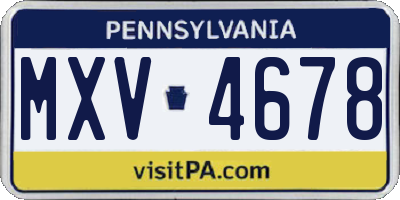 PA license plate MXV4678