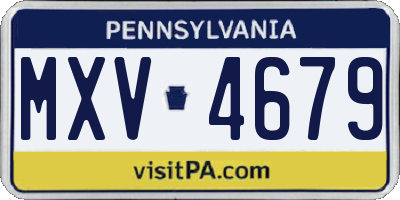 PA license plate MXV4679
