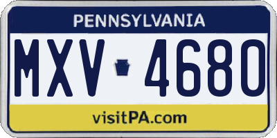 PA license plate MXV4680