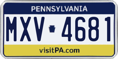 PA license plate MXV4681