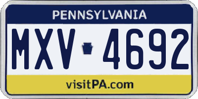 PA license plate MXV4692