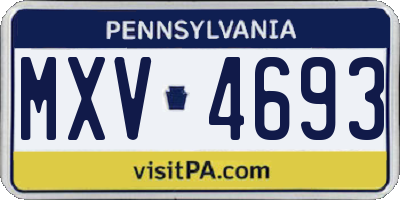 PA license plate MXV4693