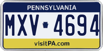 PA license plate MXV4694