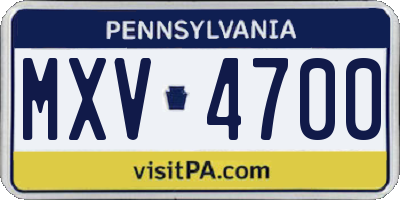 PA license plate MXV4700