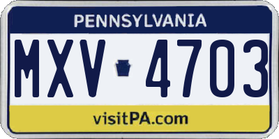 PA license plate MXV4703