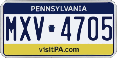 PA license plate MXV4705