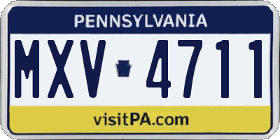 PA license plate MXV4711