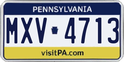 PA license plate MXV4713