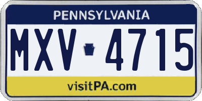 PA license plate MXV4715