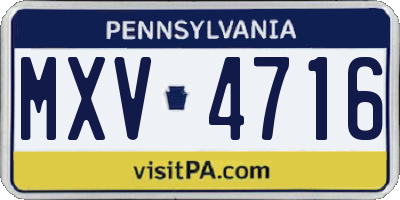 PA license plate MXV4716