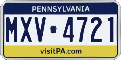 PA license plate MXV4721