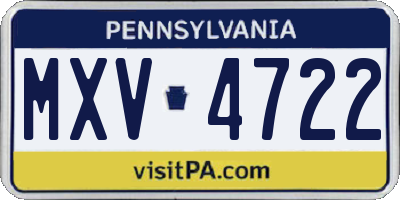 PA license plate MXV4722