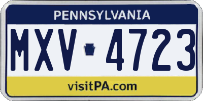 PA license plate MXV4723