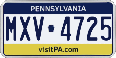 PA license plate MXV4725