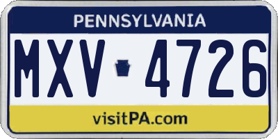 PA license plate MXV4726