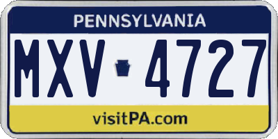 PA license plate MXV4727