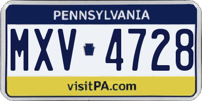PA license plate MXV4728